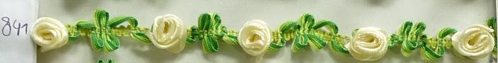 Blumenband Satin+Rosen 15mm (10 m), Rohweiss 841